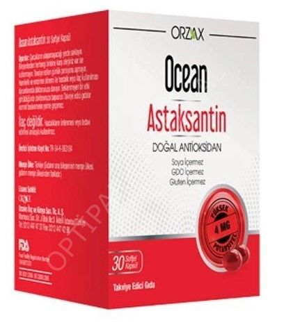 OCEAN ASTAKSANTIN YUMUSAK KAPSUL 4 MG 30 KAPSULLUK AMBALAJ