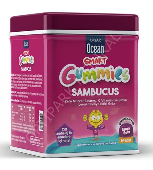 OCEAN SMART GUMMIES SAMBUCUS TAKVIYE EDICI GIDA 64 ADETLIK AMBALAJ
