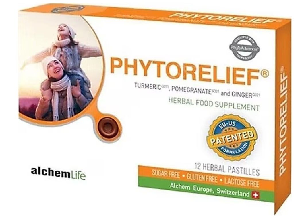 PHYTORELIEF-CC ZERDECAL, NAR KABUGU VE ZENCEFIL ICEREN TAKVIYE EDICI GIDA 12 PASTILLIK AMBALAJ