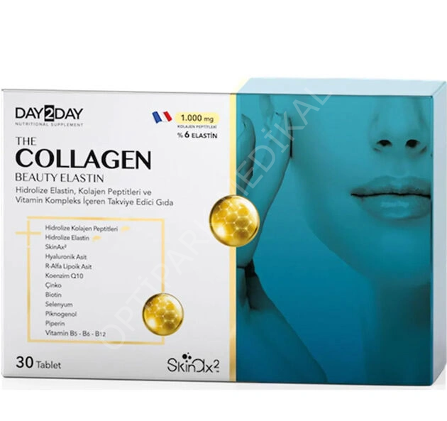 DAY2DAY THE COLLAGEN BEAUTY ELASTIN TAKVIYE EDICI GIDA TABLET 500 MG 60 TABLETLIK AMBALAJ
