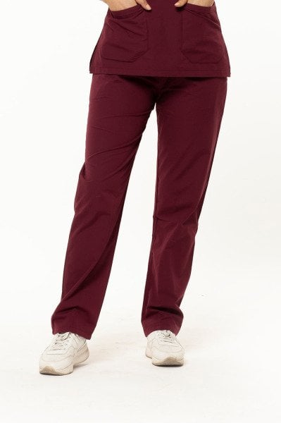 Bordo Likralı Pantolon