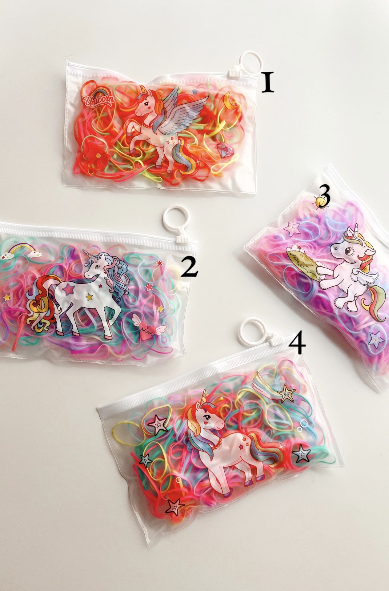 Unicorn çantalı lastik toka.