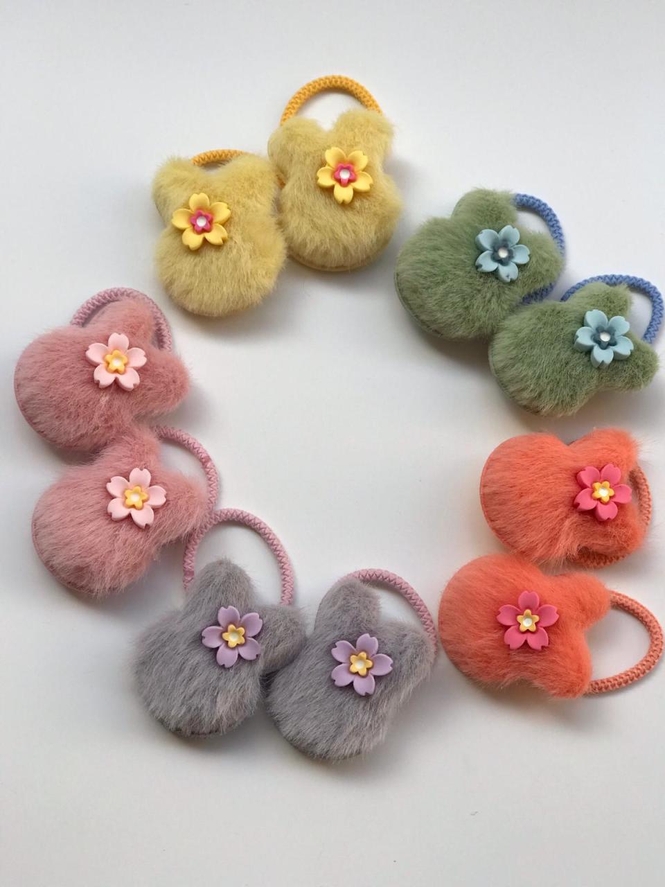 Peluş tavşan lastik toka.(Çift)