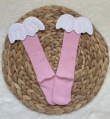 Pembe Melek Kanatlı Dizaltı Çorap