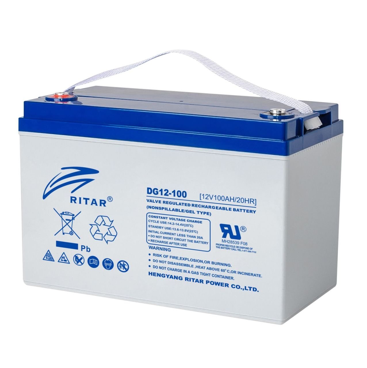 Ritar DG12-100 12V 100 amper jel batarya ( 750 Cycle ) Güneş paneli aküsü