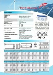 Ritar DG12-150 12V 150 Amper jel batarya (750 Cycle) Güneş paneli aküsü deep cycle