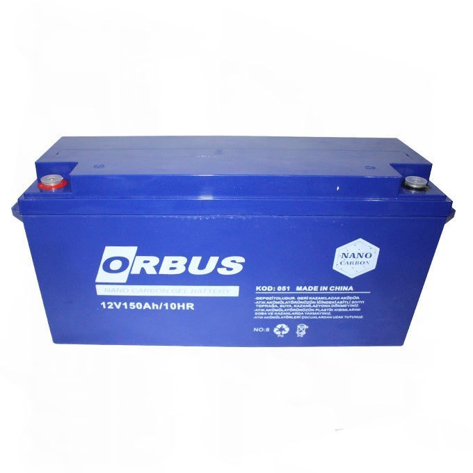 Orbus 12V 150 Amper jel batarya Güneş paneli aküsü deep cycle