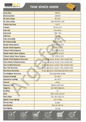 Mexxsun 12 Volt 600 Watt Tam Sinus inverter