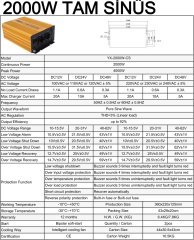 Mexxsun 12 Volt 2000 Watt Tam Sinüs ekranlı  Akü Şarjlı inverter