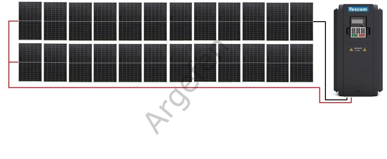 7.5 kW 7500 Watt 11Hp 3 Faz Sürücü 14.400W Güneş Paneli Sulama Paket-12