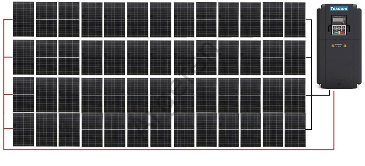 15 kW 15000 Watt 22Hp 3 Faz Sürücü 23.400W Güneş Paneli Sulama Paket-25