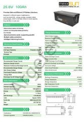 Mexxsun 24V-100AH 25.6V  24Volt 100Amper Lityum Akü (LiFepo4)