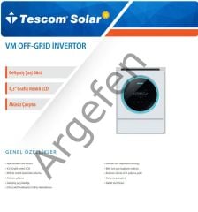 Tescom  3,6 kW 24V 120Amper MPPT 450V 500V DC Tam sinus Akıllı inverter