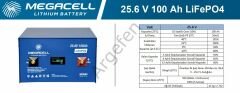 Megacell Lifepo4 25.6V 100Ah Lityum Demir Fosfat Akü