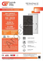 GAZİOĞLU SOLAR 550 Watt A+ Half Cut Monokristal Perc Yeni Nesil Güneş (Solar) Panel 11BB