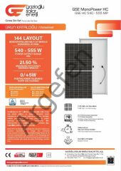 GAZİOĞLU SOLAR 550 Watt A- Half Cut Monokristal Perc Yeni Nesil Güneş (Solar) Panel 11BB
