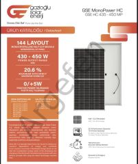 450 Watt A+ Half Cut Monokristal Perc Yeni Nesil Güneş (Solar) Panel 9BB