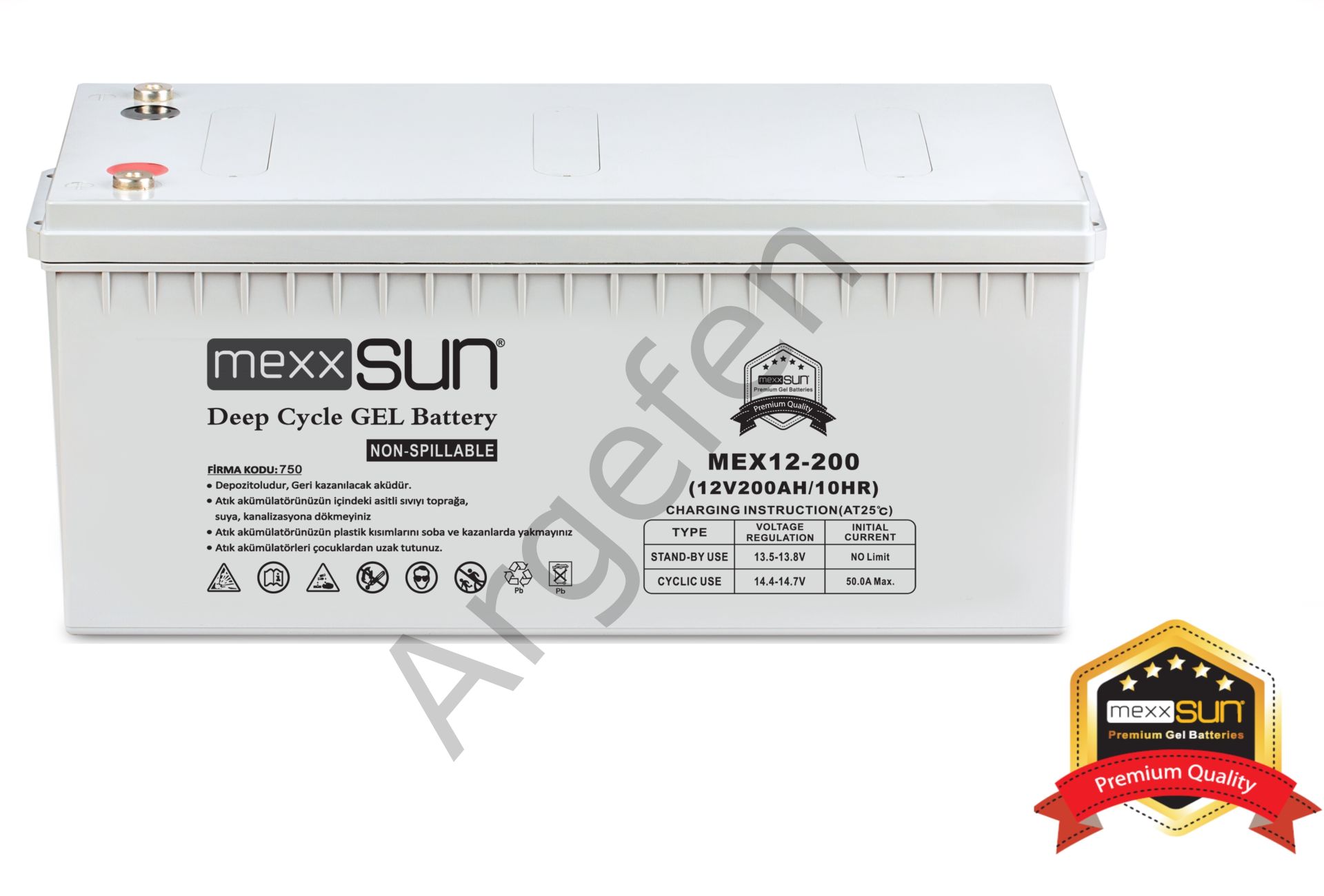 Mexxsun 12V 200 amper jel batarya Güneş paneli aküsü