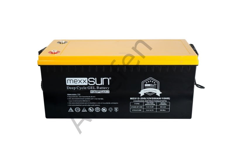 Mexxsun 12V 200 amper jel batarya Güneş paneli aküsü