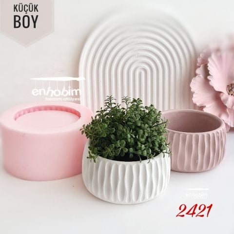 Küçük boy Dalgalı desen Saksı SilikonKalıp