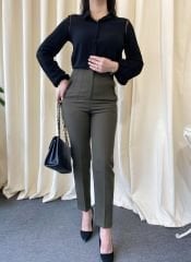 Haki Tam Kalıp, Zara Model Yüksel Bel Klasik Kumaş Pantolon