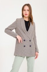 Krem Lacivert Zara Model, Kruvaze Ceket