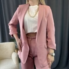 Astarlı Vatkalı Blazer Pembe Ceket