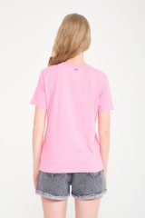 Pembe Pamuklu Yazılı Pembe Tshirt