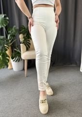 Yüksek Bel Full Likralı Beyaz Pantolon