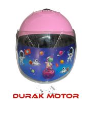 ÇOCUK KASKI KIZ PEMBE ÇENESİZ İTHAL.
