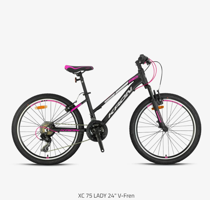 Kron XC 75 Lady 24 Jant Kız Çocuk Bisikleti Mat Siyah-Gri/Pembe
