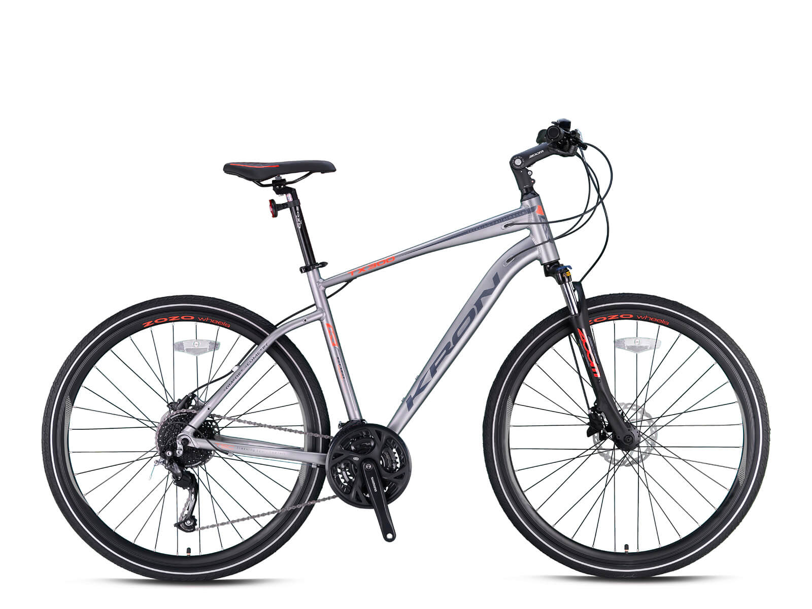 Kron TX300 Hidrolik Disk 28 Jant Trekking Bisiklet Mat Titanyum-Gri/Turuncu-Siyah 51 cm