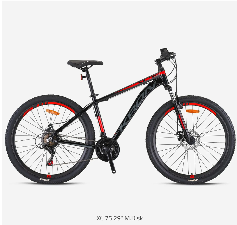 Kron XC 75 Disk Fren 29 Jant Dağ Bisikleti Mat Siyah-Kırmızı/Füme 48 cm