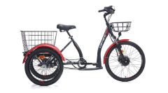 Carraro E-Line ePack 2.1 Unısex Üç Tekerli Elektrikli Kargo Bisikleti Siyah-Kırmızı 41 cm