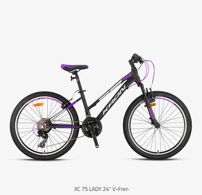 Kron XC 75 Lady 24 Jant Kız Çocuk Bisikleti Mat Siyah-Mor/Gri
