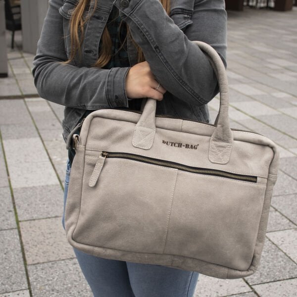 Amsterdam Deri Laptop Çantası 17 İnç - Kenia Lightgrey