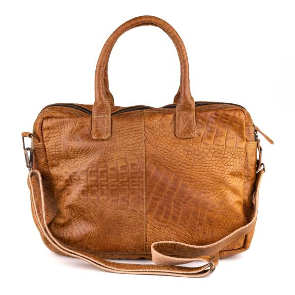 Amsterdam Deri Laptop Çantası 17 İnç -  Croco Sudan Brown