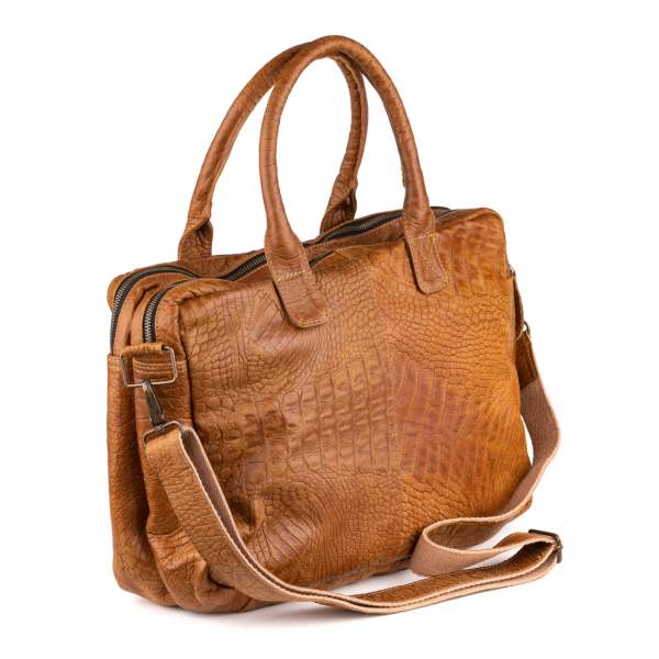 Amsterdam Deri Laptop Çantası 17 İnç -  Croco Sudan Brown