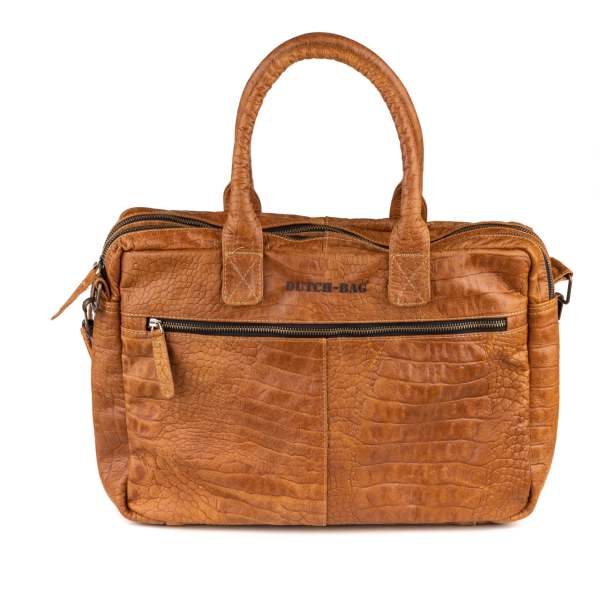 Amsterdam Deri Laptop Çantası 17 İnç -  Croco Sudan Brown