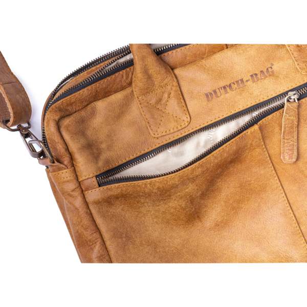 Amsterdam Deri Laptop Çantası  - Vintage Cognac