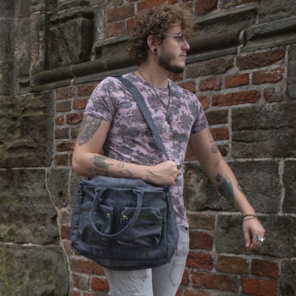 Breda Deri Laptop Çantası 17 İnç - Concrete Denim
