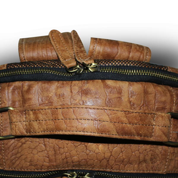 Rotterdam Deri Sırt Çantası - Croco Sudan Brown