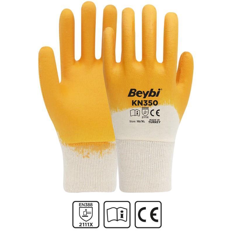 Beybi KN350 Pamuk Nitril İş Eldiveni  12'li