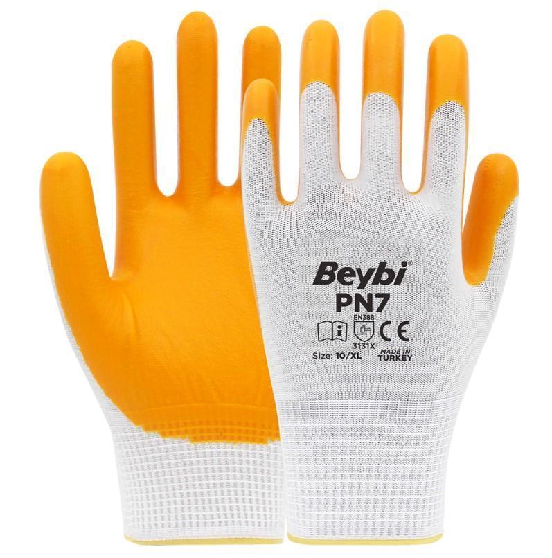 Beybi PN7 Polyester Örme Nitril İş Eldiveni 24 lü