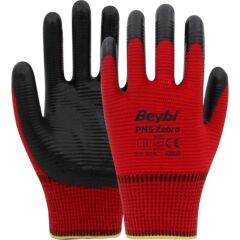 Beybi PN5 Zebra Polyester Örme Nitril Eldiven 24' lü
