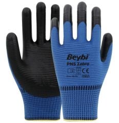 Beybi PN5 Zebra Polyester Örme Nitril Eldiven 24' lü