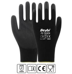 Beybi PU Touch Polyester Örme Eldiven 12 li