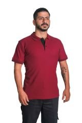 Polo Yaka Penye Tişört- Çizgili Yaka