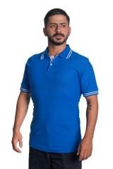 Polo Yaka Penye T-shirt - Çizgi Yakalı