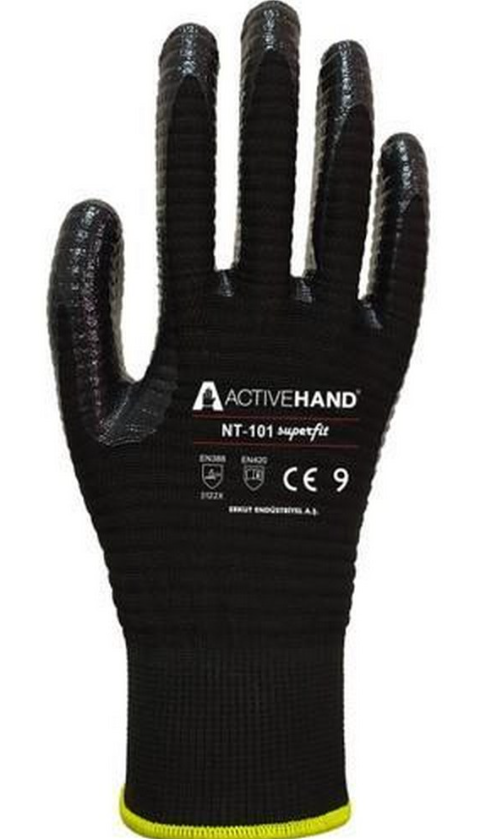 Activehand NT-101 Süperfit Tırtıklı Nitril Eldiven 10'lu